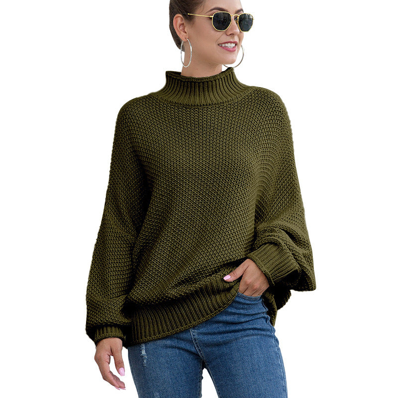 Turtleneck knitted sweater women