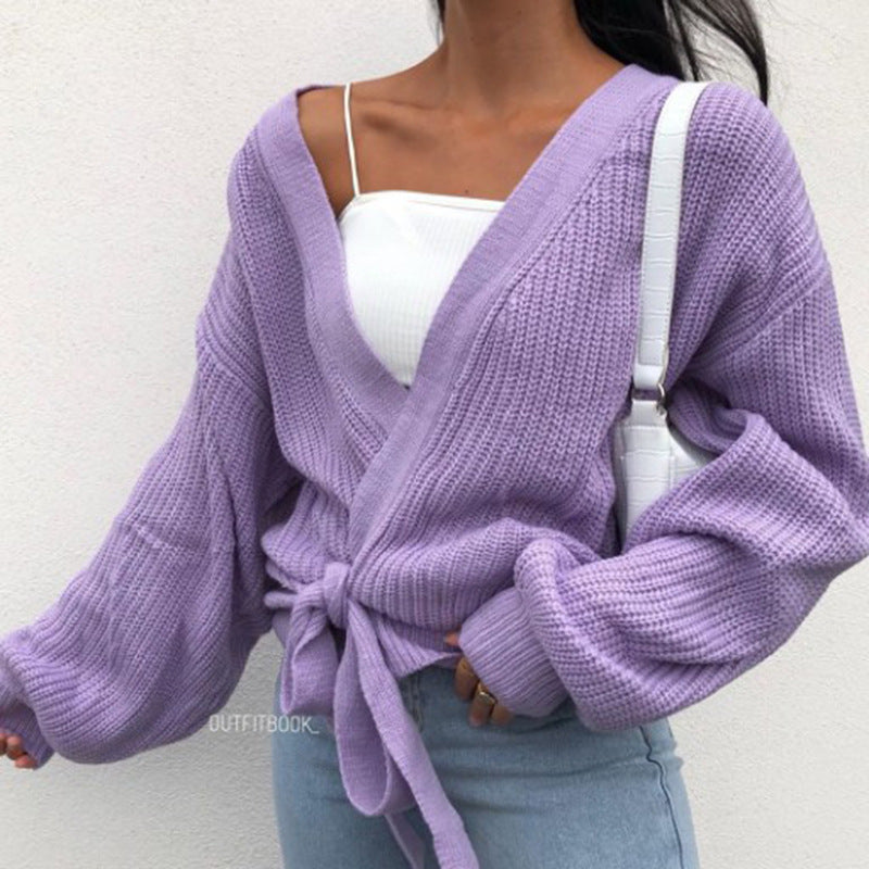 Knitted hollow sweater women