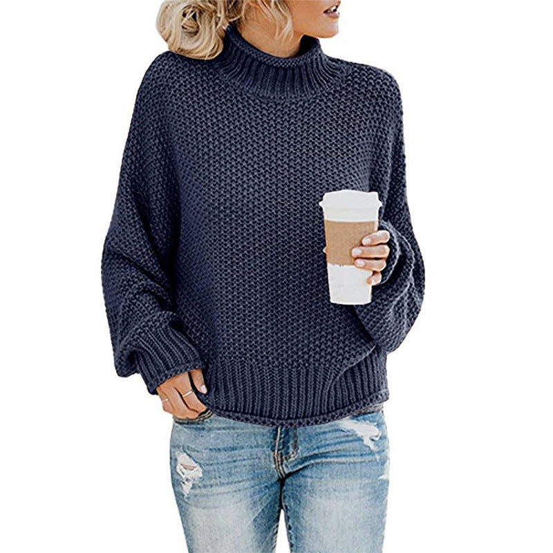 Turtleneck knitted sweater women