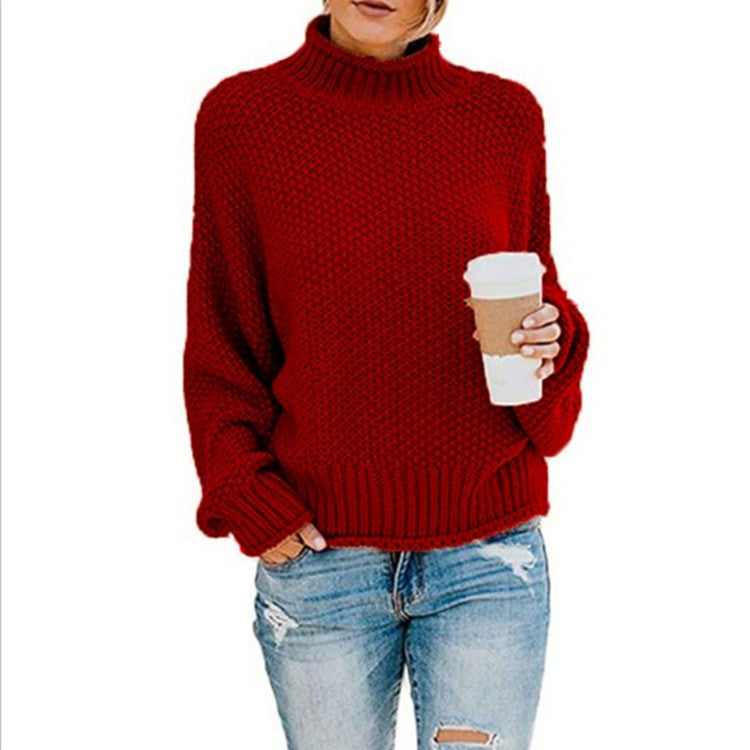 Turtleneck knitted sweater women