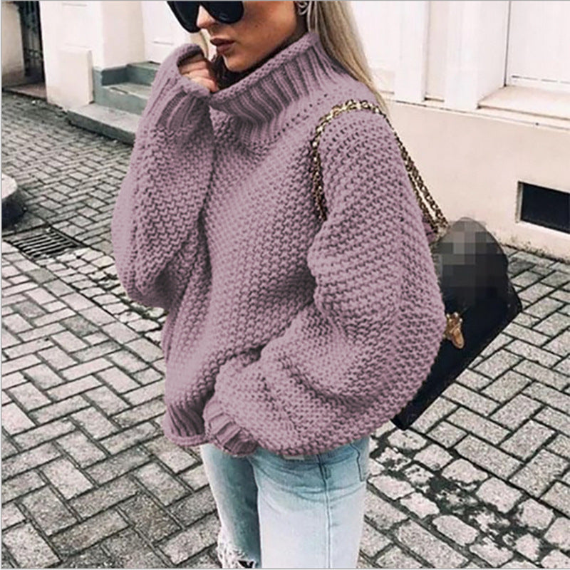 Turtleneck knitted sweater women