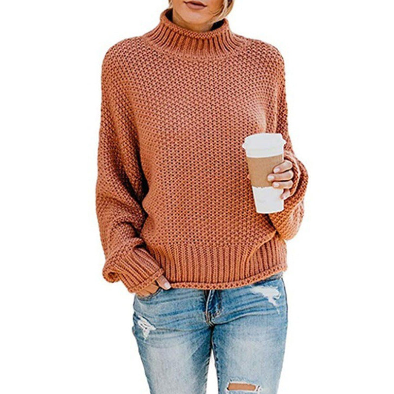 Turtleneck knitted sweater women