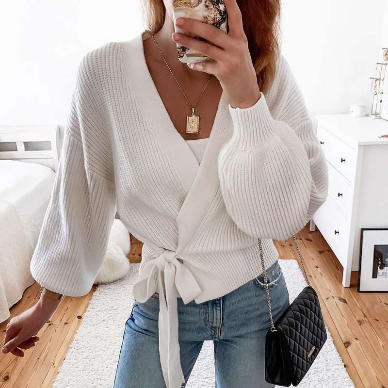 Knitted hollow sweater women